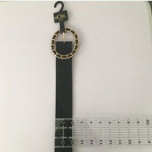 NWT Women's nOir GOLDand Black Buckle Black Belt S/M